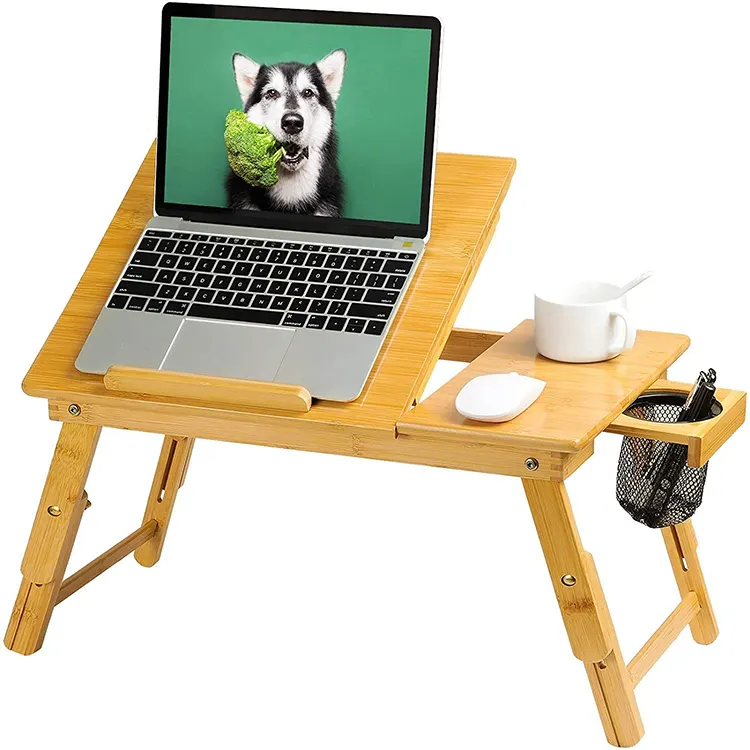 escritorio de oficina wood bamboo modern foldable laptop desk tea coffee study office adjustable tafel bed laplop laptop table