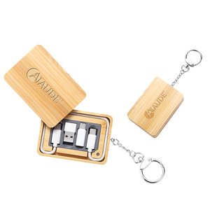 Porte-clés <span class=keywords><strong>portable</strong></span> bambou 60W Charge rapide USB gestion des câbles de données boîte de rangement taille <span class=keywords><strong>carte</strong></span> de visite ensemble de câbles usb boîte de rangement - Product Image 1