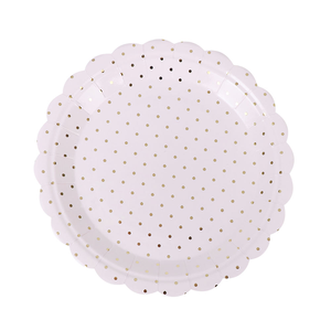 Serviettes modernes dorées à pois, assiettes en papier jetables blanches imprimées pour fête de Pâques, étoiles brillantes estampées à chaud, biodégradables - Product Image 1