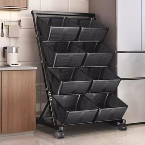 Carrito de Almacenamiento Móvil Multifuncional y Sostenible para Cocina, Hogar y Sala de Estar, Isla de Cocina de Doble Fila - Product Image 1