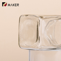 Distributeur de confiture et de miel de luxe, récipient de stockage alimentaire en verre borosilicate carré, pot à épices et sauces avec couvercle métallique, plusieurs tailles