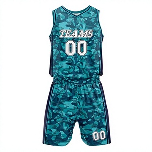 Ensemble de maillots de basket-ball TEAMS, imprimé camouflage, sublimé, évacuant l'humidité, unisexe, coupe athlétique pour adultes, col en V, sans manches, 00 - Product Image 1