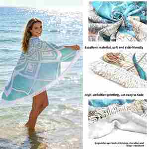 Toalla de Playa y Baño Redonda de Microfibra Gruesa con Diseño Deportivo, Antiadherente, Cálida, para Adultos, Regalo - Product Image 2