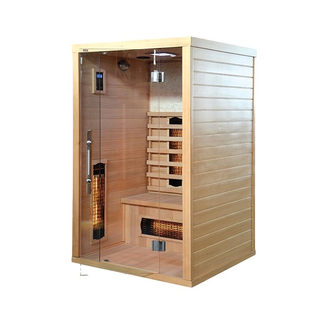 2-3 People Indoor Saunas Hemlock Low EMF Far Infrared Sauna with 6 Carbon Heaters Chromotherapy Lighting Oxygen Ionizer