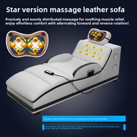 Canapé en cuir véritable en forme de L, style moderne minimaliste, multifonctionnel, avec massage, haut-parleur Bluetooth, port de charge USB