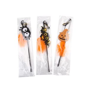 Halloween Bat Cat Feather Teaser Toy Rod Spider and Pumpkin Lantern Fun Kitten Rod Toy Interactive Fishing Rod Wand for Cats - Product Image 2