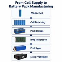 Cellule de batterie Molicel INR-21700-M65A 6500mAh 26A 21700 pour la fabrication de packs de batteries personnalisés, approvisionnement en gros