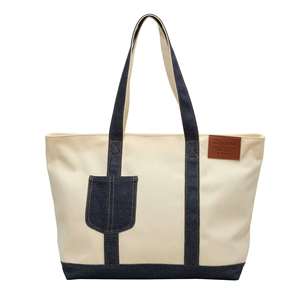 <b>Large</b>-Capacity Crossbody Tote <b>Bag</b> Women Zipper Closure Simple Versatile Contrasting-Color Patchwork <b>Canvas</b> Shoulder <b>Bag</b> - Product Image 1
