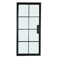 Puertas Sencillas de Acero con Vidrio Curvo Intercambiable para Entrada Principal de Casas, Rejillas Inteligentes de Vidrio Esmerilado para Interiores y Exteriores