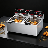 Friteuse double pour restaurant en acier inoxydable 304 pour poisson et frites avec contrôle de température indépendant certifiée ISO