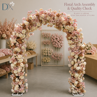 Backdrop Bunga Artifisial Oranye Putih Pink Bentuk U untuk Dekorasi Pintu Masuk Pesta Pernikahan Grosir