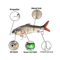 Leurre électronique rechargeable automoteur de pêche à LED appâts de natation en plastique dur ABS à quatre sections