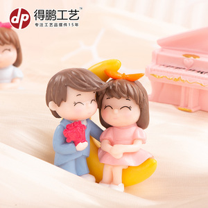 ตุ๊กตาคู่รักเดพง ตัวการ์ตูนสีฟ้าและสีชมพู ของตกแต่งงานแต่งงาน ผลิตด้วยวิธีฉีดขึ้นรูป D1470 - Product Image 5