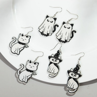 Großhandel Günstige Urlaub Mode Schöne Katze Tod Skelett Kürbis Ghost Halloween Spooky Acryl Tropfen Ohrringe für Frauen