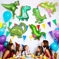 Set Balon Foil Dinosaurus Cocok untuk Anak-Anak, Balon Dekorasi Tema Dinosaurus Ulang Tahun yang Lucu