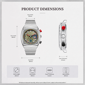 Montre CILOA verte carrée rétro personnalisable pour homme, haute qualité, nouvelle collection 2025, étanche, bracelet quartz, calendrier, cadeau de luxe pour homme - Product Image 2