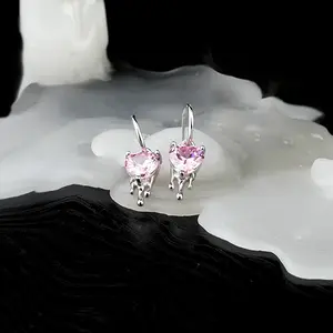 Boucles d'oreilles hypoallergéniques plaquées or blanc argent sterling 925 boucles d'oreilles pendantes en argent sterling 925 avec zircon