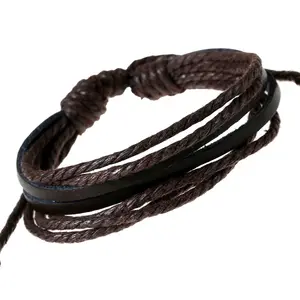 British Leisure Wind Resto ring Handgemachtes hand gewebtes Leder Hanf Seil Armband, Fashion Wrap Armbänder Leder Vertrag Armbänder