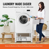 Support de machine à laver JH-Mech Stability avec étagère de rangement, robuste, durable, réduction du bruit, capacité de 660 lb, piédestal en acier pour buanderie