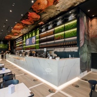 Comptoir de bar commercial personnalisé en acrylique LED design moderne pour cafétéria