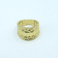 Vintage Ethnischer 18K Vergoldeter Breiter Bandring für Frauen Verzierter Filigran-Statement-Ring