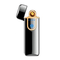 Briquet électronique créatif en métal à chargement USB, coupe-vent, à induction par empreinte digitale, avec fonction LED et résistance chauffante, idéal pour les cadeaux d'affaires