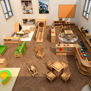 Moetry legno massello Montessori classe <span class=keywords><strong>Set</strong></span> di mobili per scuola materna scuola materna scuola materna per neonati e bambini - Product Image 1