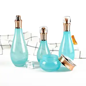 50g 60/100/120ml Glass Blowing Shape Cream Jar Costmatic Face Cream Packing Empty Glass Cream Jar and Pump Spray Bottle