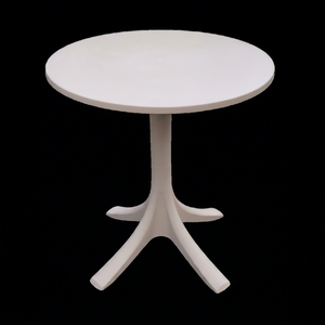 Savanna Beige Modern Sculptural <b>Bistro</b> <b>Table</b> | Waterproof Plastic Matte Top Four Prong Pedestal Base Outdoor Patio Furniture - Product Image 1
