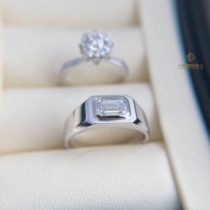 Cincin pertunangan berlian dewasa Lab Platinum, cincin pasangan pria dan wanita untuk pasangan - Product Image 1