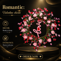 Guirlande de tulipes artificielles roses pour la Saint-Valentin, décoration à suspendre à la porte
