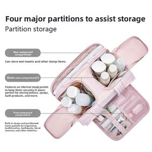 Bolsa de Aseo de Viaje con Múltiples Compartimentos, Organizador de Cosméticos Portátil - Product Image 4