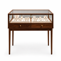 Maßgefertigte Holz-Glas-Schmuckvitrine mit LED-Beleuchtung, Umweltfreundlich, Anpassbare Farben, Hochwertiger Schrank für Halsketten-Shop