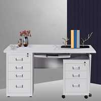 Bureau en acier et table d'ordinateur avec tiroirs et armoire verrouillables, table de travail en métal pour le bureau, l'école et le rangement au lieu de travail
