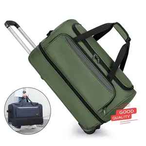 Expandable Large Capacity Rolling Tote Travel Bag Suitcases With Wheels Portable Rolling Duffel Bag Travel Luggage Bag
