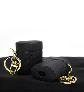 Funda de Cuero PU para <span class=keywords><strong>Airpods</strong></span> <span class=keywords><strong>Pro</strong></span> con Llavero Metálico, Funda Protectora de Auriculares de Lujo a Prueba de Golpes, Carcasa Portátil para Auriculares con Logotipo Personalizado - Product Image 2