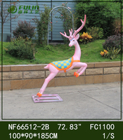 Décorations de Noël en plein air Statue d'animal de cerf Sculpture en fibre de verre artisanale en résine pour ornements de jardin
