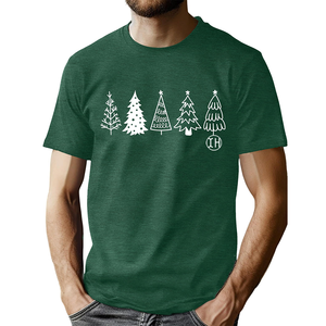 Designer Merry Christmas <strong>Men</strong> Casual Short Sleeve Cotton <strong>Shirts</strong> Fashion <strong>Xmas</strong> Trees Printed Crew Neck Cozy <strong>T</strong>-<strong>shirt</strong> - Product Image 5