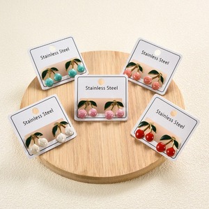 Pendientes de Cereza Kawaii de Acero Inoxidable, Lindos, Impermeables, Coloridos, con Esmalte de Frutas, Joyería Estética Dulce, Regalo para Niñas - Product Image 1