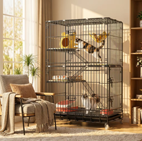 Cage pour chat pliable en métal à 3 niveaux, de haute qualité, personnalisable OEM, anti-rouille, avec plateau amovible, pour usage intérieur et extérieur, vente en gros