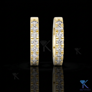 Custom Lab Grown CVD HPHT Diamond Brilliant Cut Filled Single Row Pave Huggie <b>Hoop</b> <b>Earrings</b> Snap Back 14K <b>Solid</b> Gold Luxury Fine - Product Image 2
