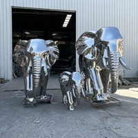 Escultura de Elefante de Acero Inoxidable Pulido a Espejo, Estatua de Animal de Metal Grande para Decoración de Jardín o Plaza