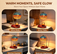 Lampe chauffe-cire avec variateur d'intensité - Chauffe-cire électrique en verre teinté, lampe turque style Tiffany pour cire parfumée