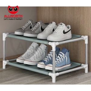 Prezzo di fabbrica risparmio di spazio a buon mercato grande capacità di ferro scarpiera mensola con bordo in tessuto - Product Image 6