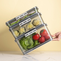 Organisateur de réfrigérateur empilable en plastique avec plateau de drainage et trous d'aération pour aliments, légumes, fruits, œufs – Boîte de rangement pour cuisine et réfrigérateur