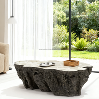 Table basse en fibre de verre en forme de roche pour salon, table centrale pour villa de luxe, appartement, espace de vie