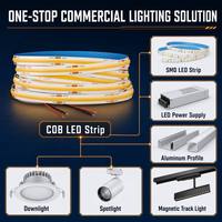 QM Cob Led Strip produsen Tuya 12 Volt 5m fleksibel 5v putih hangat untuk lampu belakang Tv 12 v Smart 24v Cob Led Strip cahaya