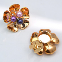 Bouton de chemise en laiton avec strass en résine brillante et mate, motif fleur colorée avec placage de perles, accessoire vestimentaire