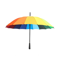 Parapluie Iridescence Automatique 21 21 Pouces 16k Golf Parasol Coupe-Vent Parapluie Arc-en-ciel à Longue Poignée Droite