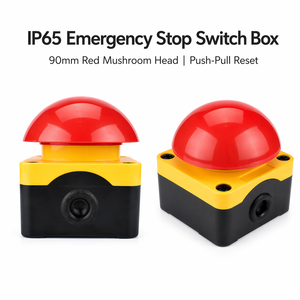 Caja <span class=keywords><strong>de</strong></span> interruptor <span class=keywords><strong>de</strong></span> parada <span class=keywords><strong>de</strong></span> <span class=keywords><strong>emergencia</strong></span> XDL85-90BT IP65 con botón <span class=keywords><strong>de</strong></span> parada <span class=keywords><strong>de</strong></span> <span class=keywords><strong>emergencia</strong></span> rojo grande tipo hongo, <span class=keywords><strong>de</strong></span> empuje y tracción, para maquinaria industrial - Product Image 1